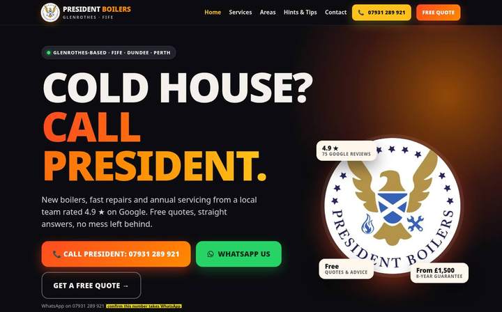 President Boilers website we built
